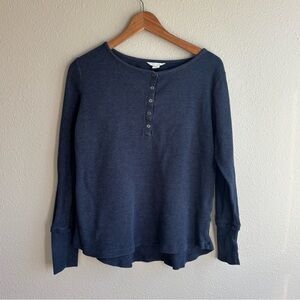 Navy Henley Thermal Long Sleeve Top